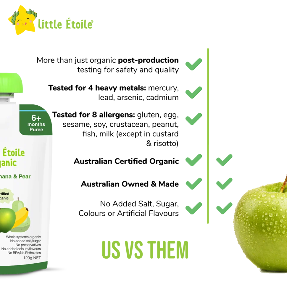 Organic Apple, Banana & Pear Baby Food – 6+ Months, 120g