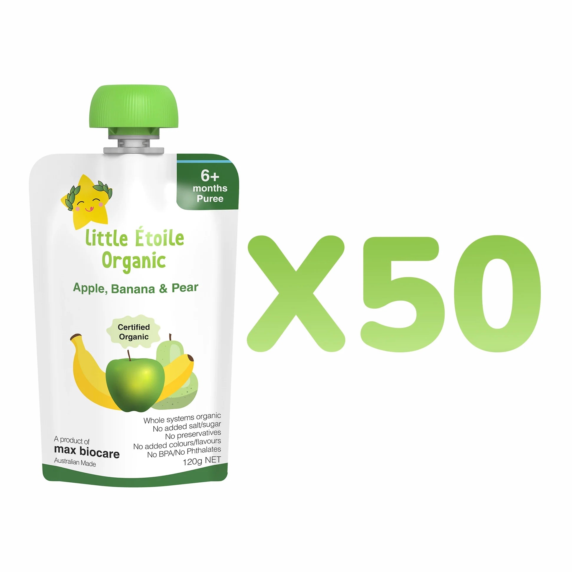 Organic Apple, Banana & Pear Baby Food – 6+ Months, 120g