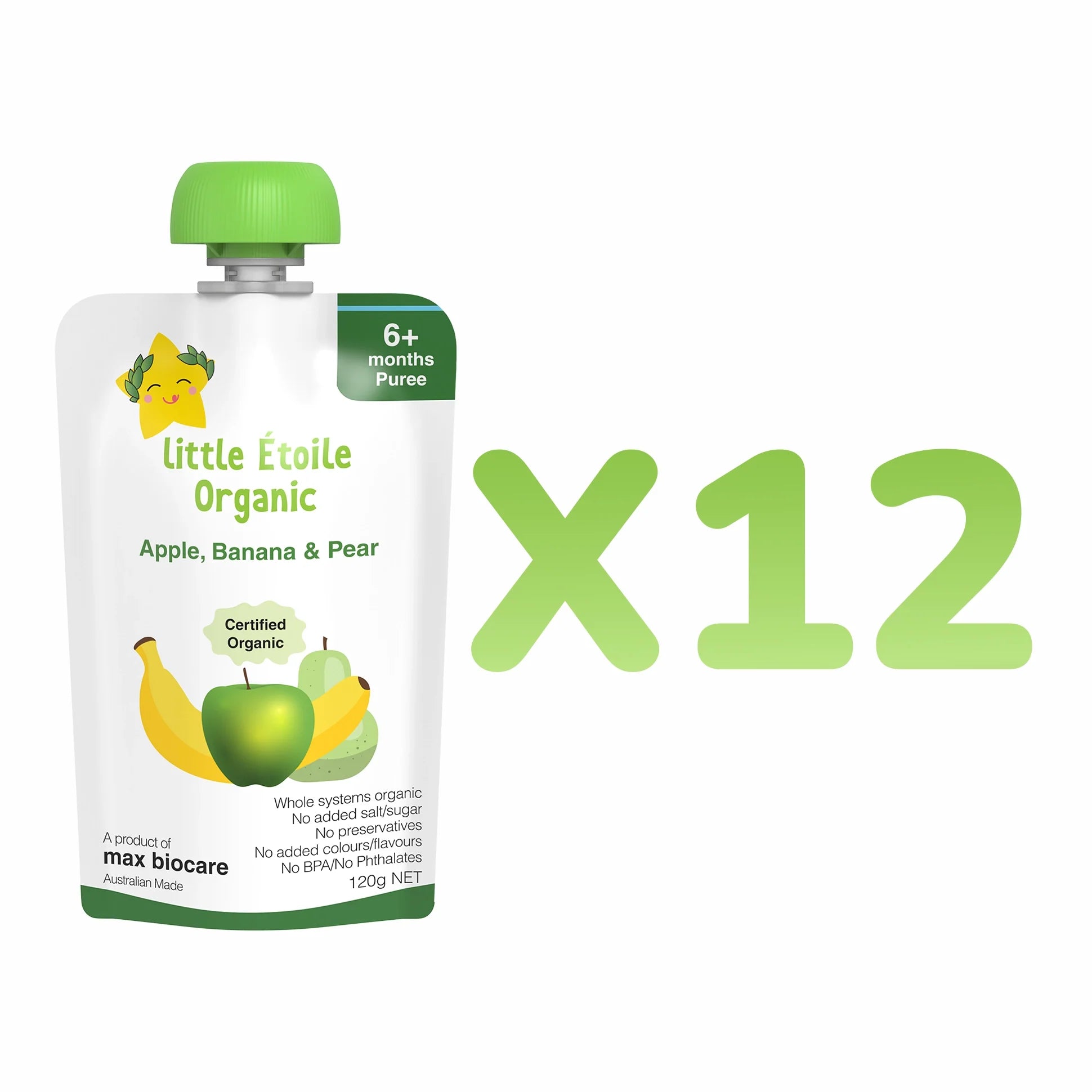 Organic Apple, Banana & Pear Baby Food – 6+ Months, 120g