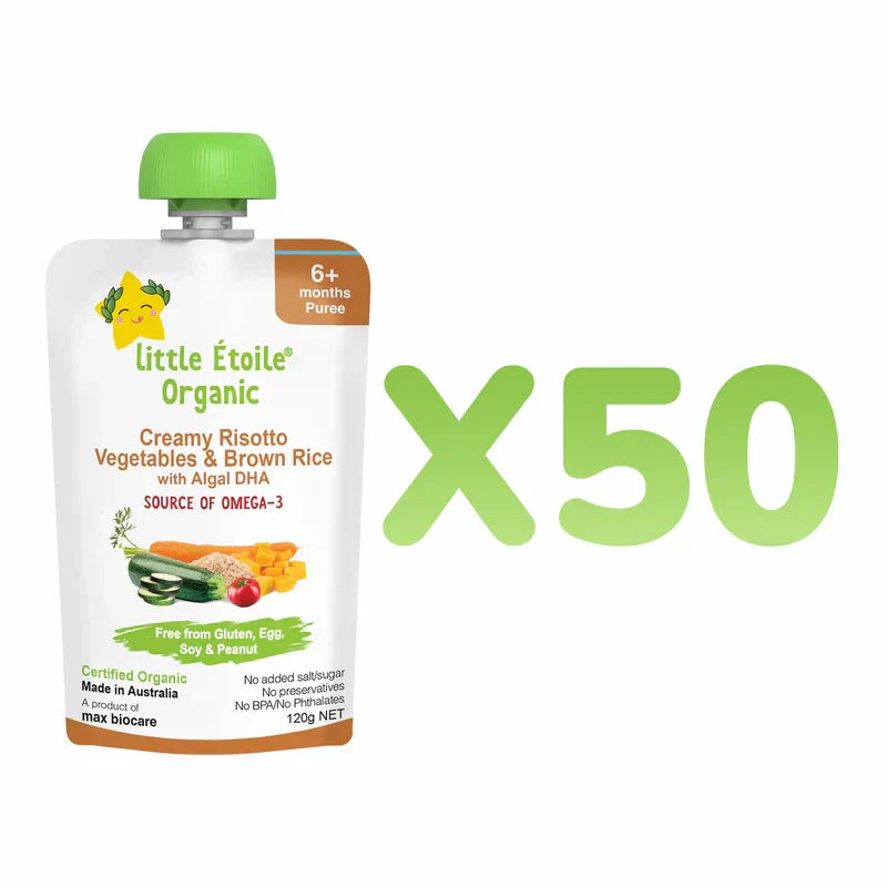 Organic Creamy Risotto, Vegetables & Brown Rice with DHA – 6+ Months, 120g