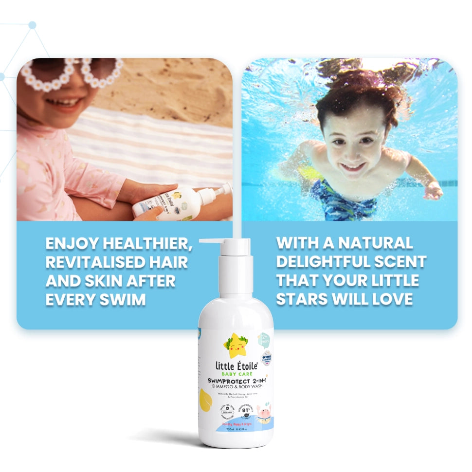 SwimProtect 2-in-1 Shampoo & Body Wash, Chlorine Removal, for 2+ Years